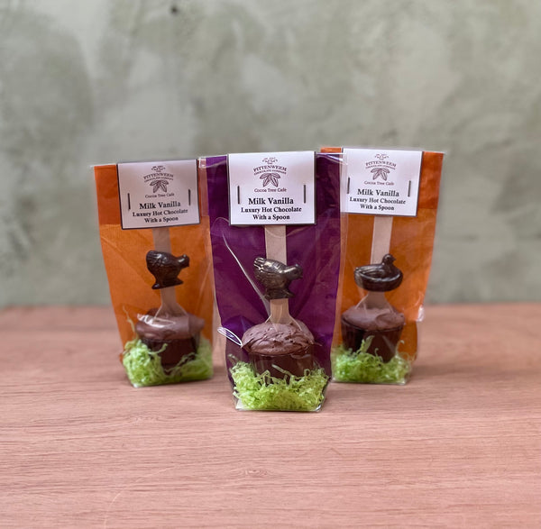 Luxury Easter Hot Chocolate on a spoon